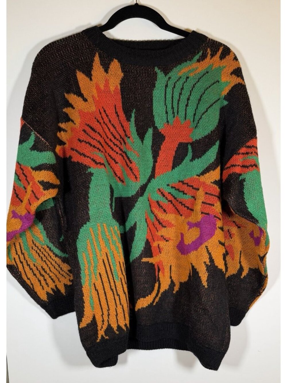 Vintage 80s Esprit Sport colorful retro tulips psychedlic sweater M oversized